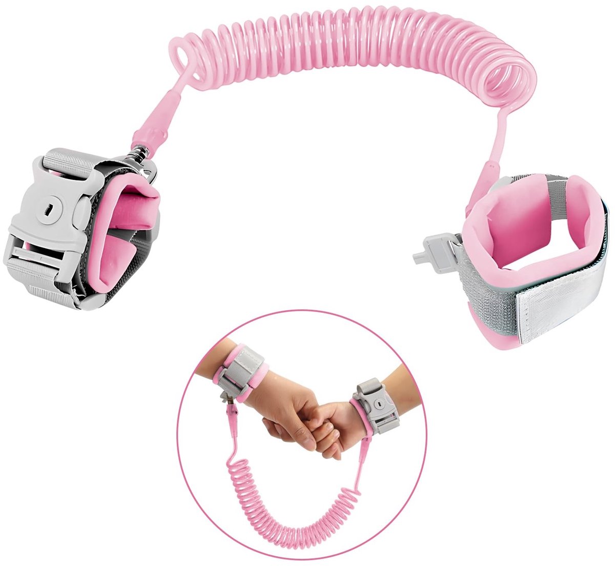 Elzusha - Anti-verlies Polsband voor Kinderen - Bungee Link, Roze