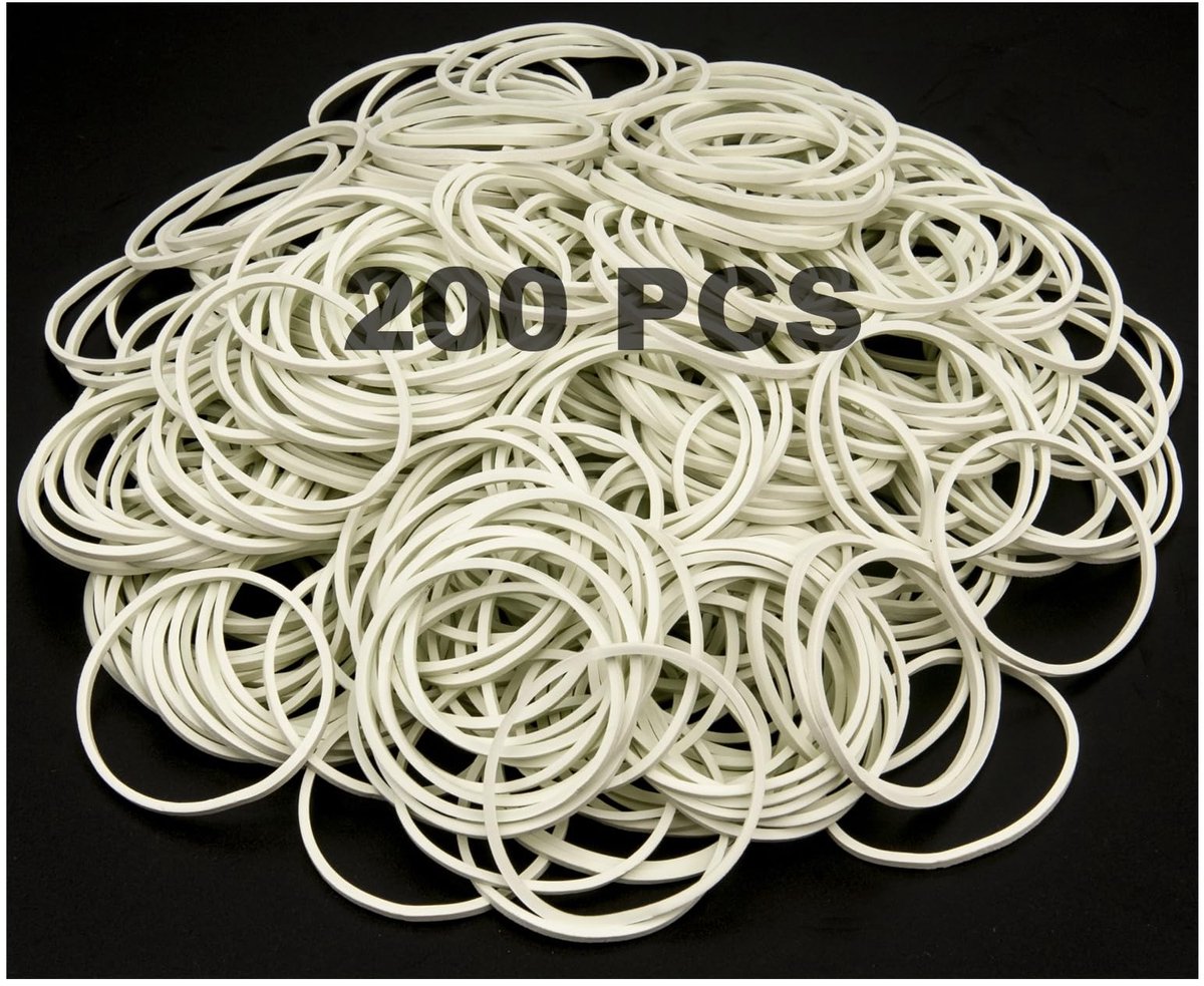 Elzusha - 200 Stuks Stevige Witte Elastische Banden - Hittebestendige Rubber voor Kantoor en Ambachten