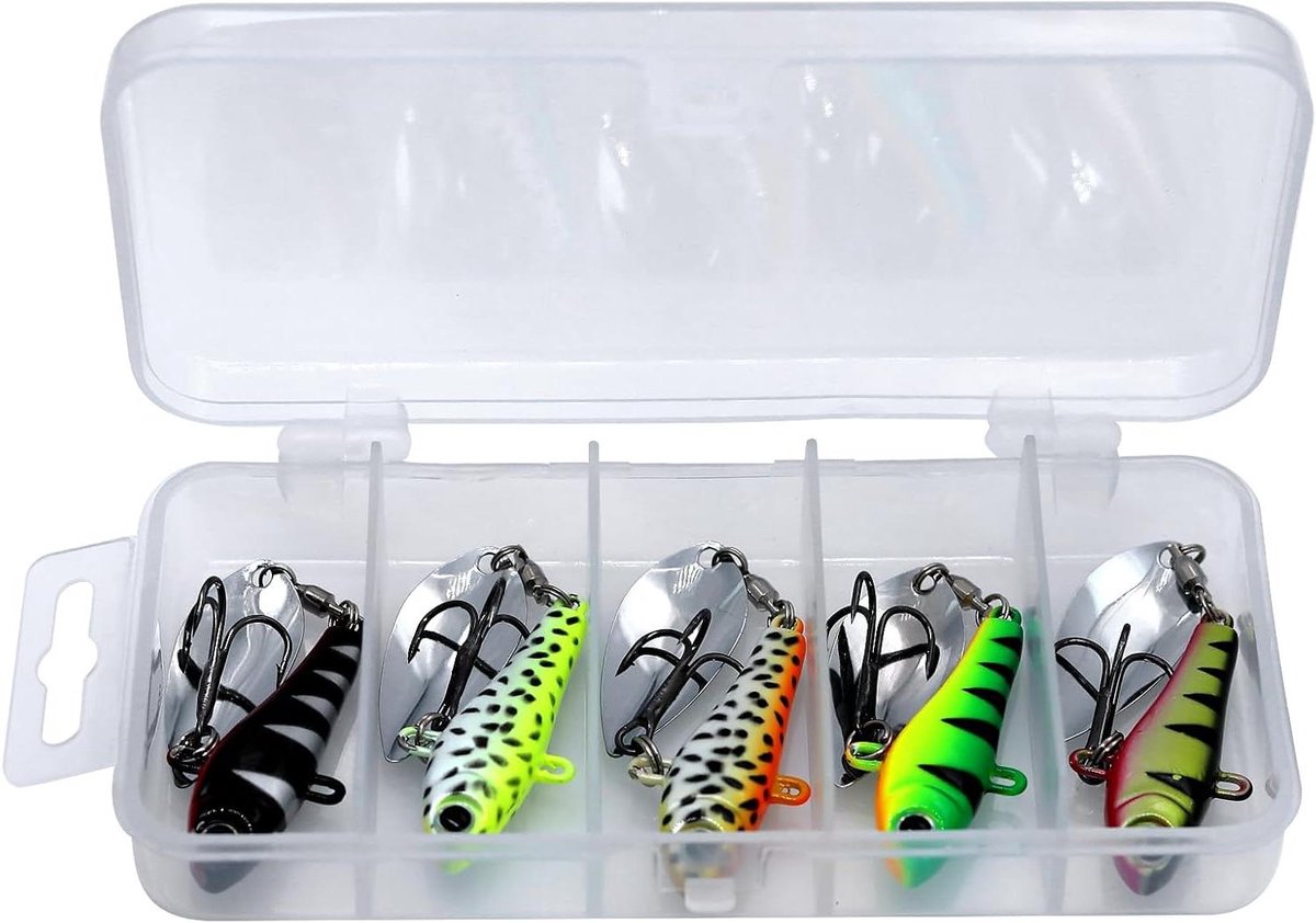 Visköder Set - Jig Spinners - Vissen Vangen - UV-Actief Ontwerp - 5 Stuks 20g - Meerdere Kleuren
