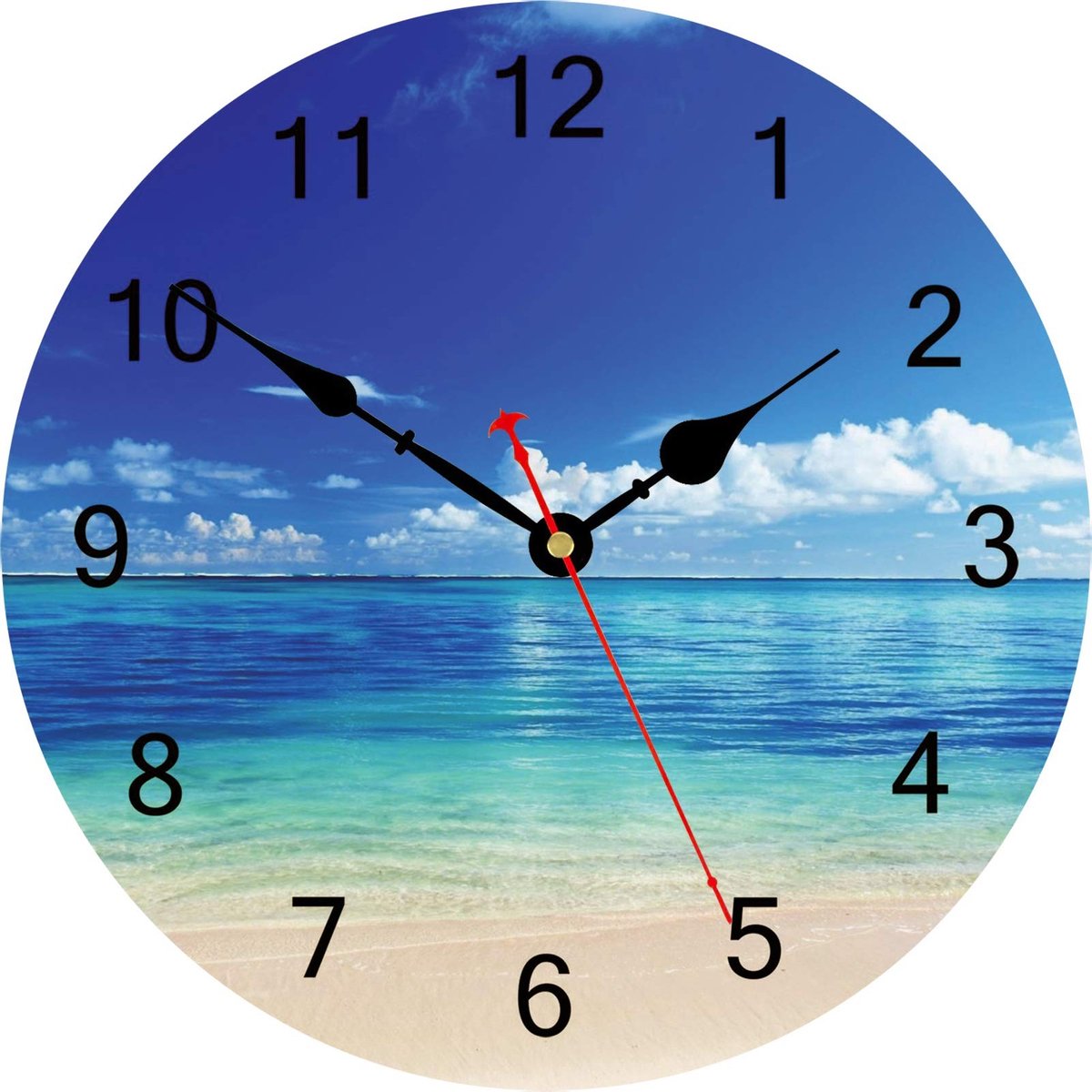 Elzusha - 20cm Blauwe Sky Sea Wandklok - Stille, Moderne Decoratieve Klok voor Binnen