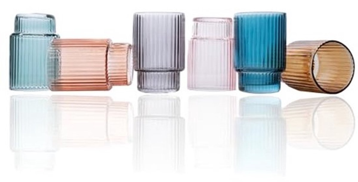 Handgemaakt Art Deco Shotglazen Set van 6 - Vintage Fancy Shotglazen in Cadeau Doos
