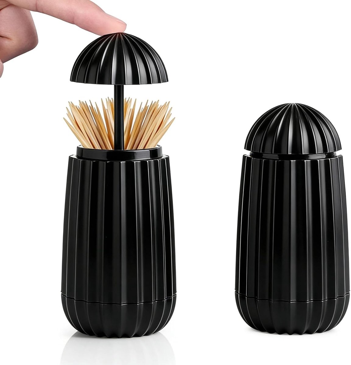 Automatische tandenstokerdispenser in cactusdesign, handige tandenstokerhouder voor restaurants, cafés en bars, zwart, 1 stuk, 10 x 10 x 2 cm