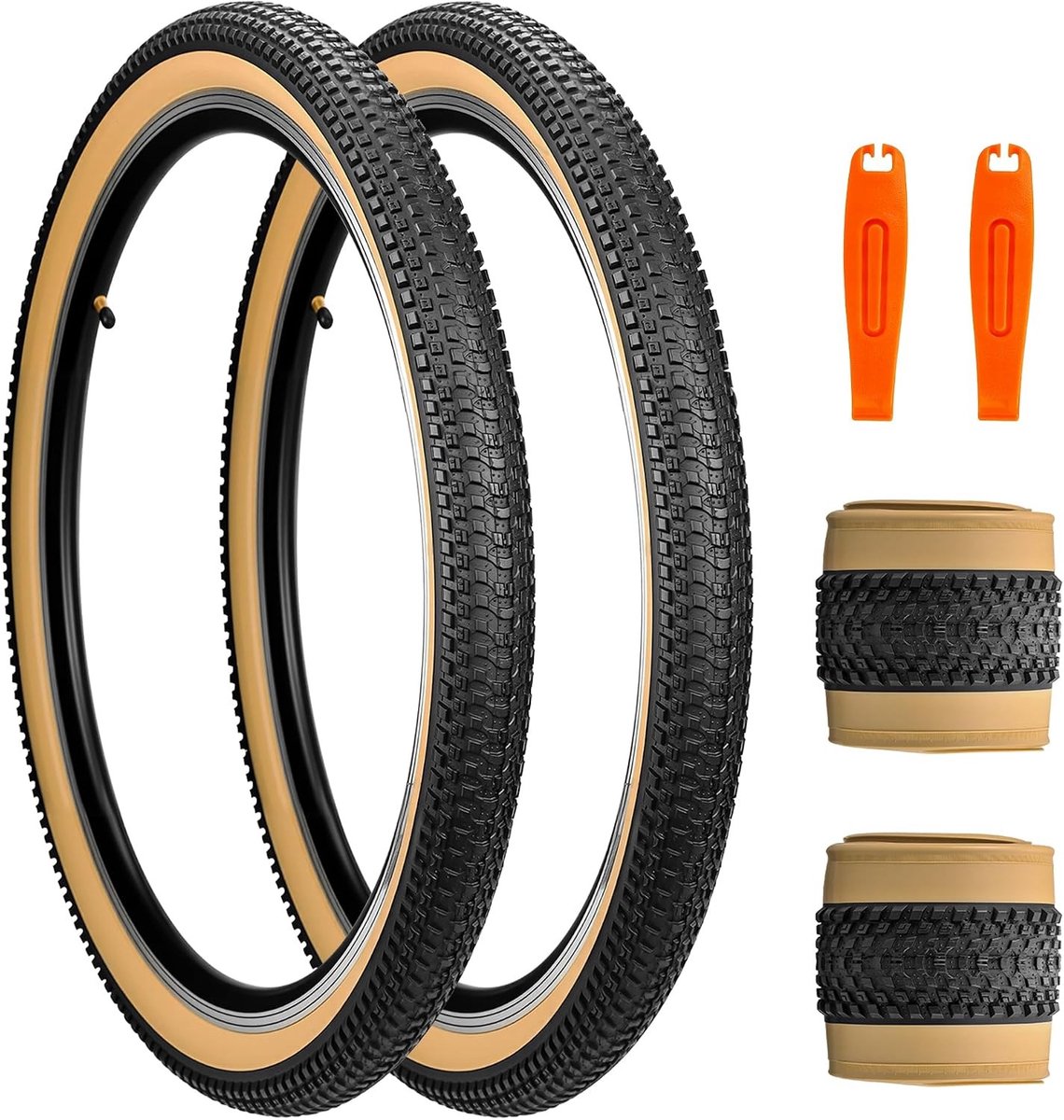 Opvouwbare set fietsbanden voor mountainbikes en kinderfietsen - 24/26/27,5 inch, 2,125 inch breed, ideaal voor cruisers en pendelfietsen