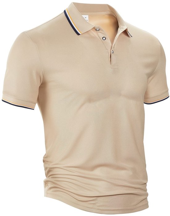 Currero Golf Polo Heren - Ademend Golfshirt - Polo Shirt - Sportshirt - Golfkleding Heren - T-Shirt - Golf Mode - Beige L — afbeelding 2
