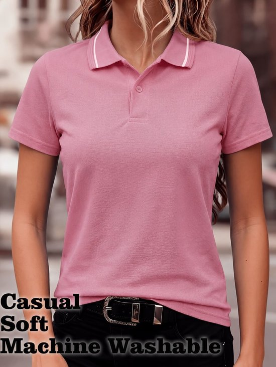 Currero Golf Polo Dames - Ademend Golfshirt - Polo Shirt - Sportshirt - Golfkleding Heren - T-Shirt - Golf Mode - Roze XL — afbeelding 5