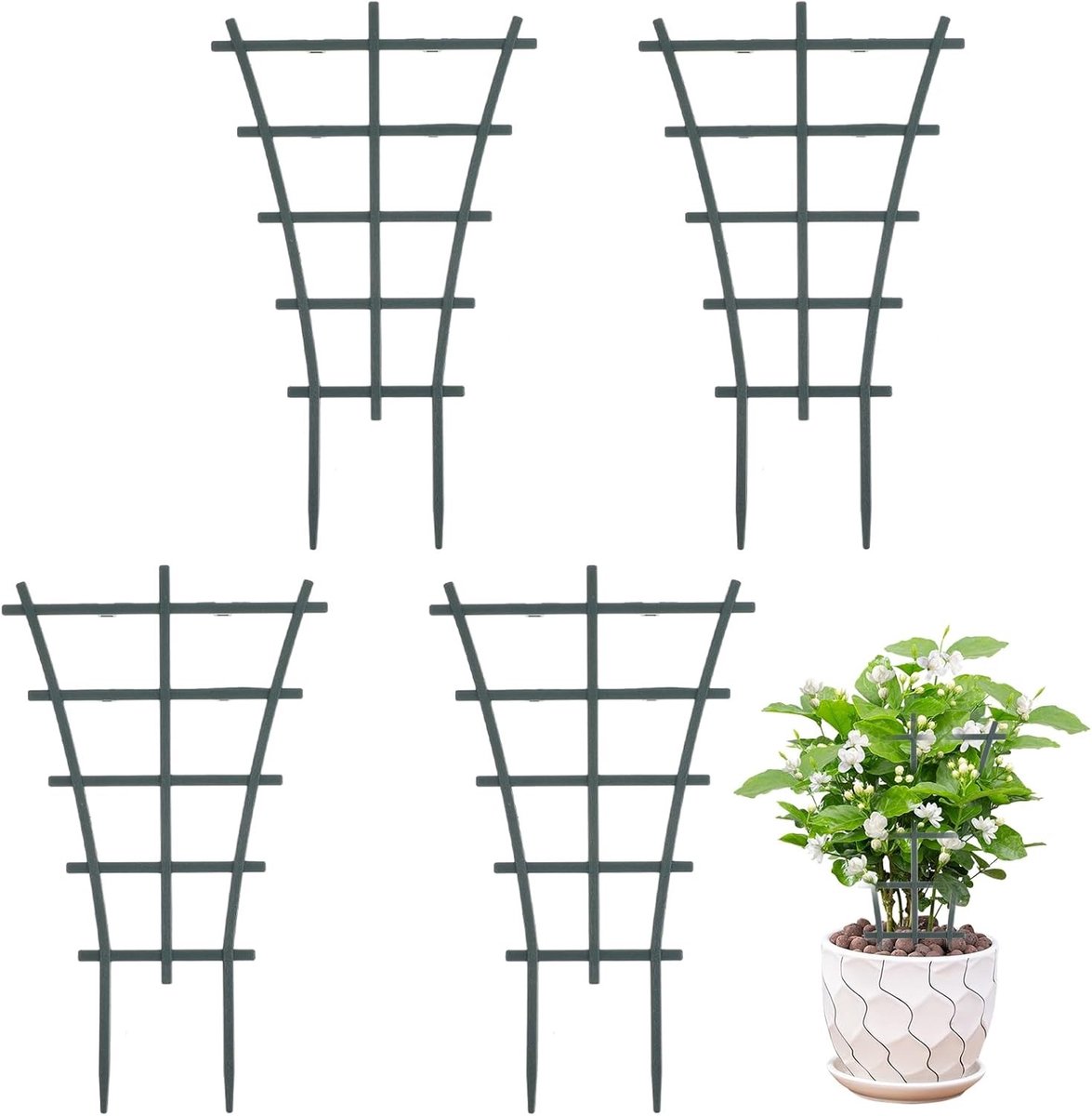 4-delige plantentrellis voor binnen, klimplanten ondersteuning, mini tuin trellis voor potplanten, ideaal voor indoor en outdoor gebruik, perfect voor klim- en hangplanten