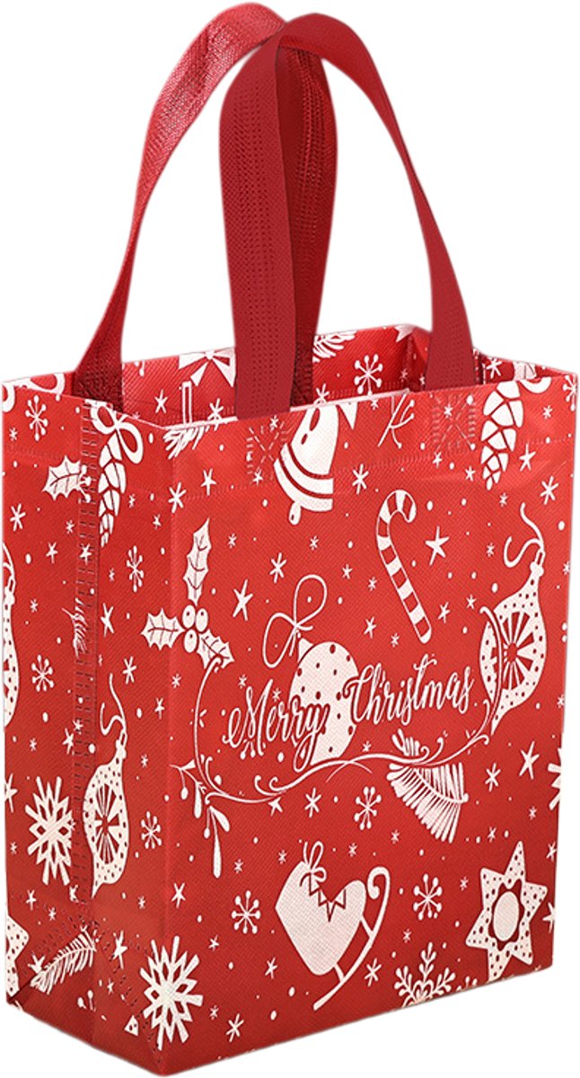 10 Stuks, Kerstcadeautasjes, Feestelijke Draagtassen, Herbruikbaar, Geschikt Voor De Kerstperiode (20*10*25cm)