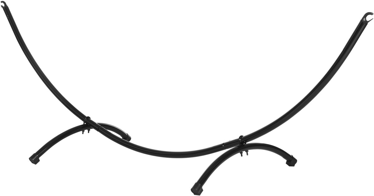Stalen hangmatstandaard voor buiten-300 cm x 90 cm x 100 cm-met trekkoord-tot 120 kg-hangstoelstandaard voor tuin-strand-camping-zwart
