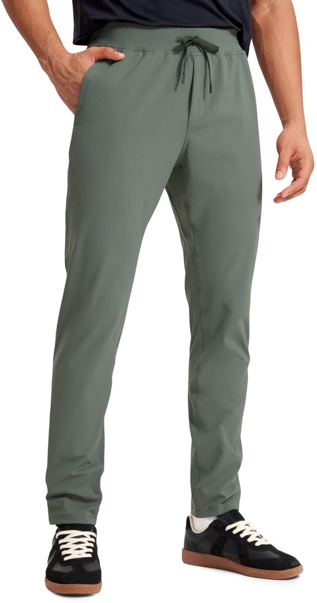 CRZ YOGA Heren Lichtgewicht Joggers Slim Fit Sport Hiking Reisbroek met Zakken - 30 Inch Grijze Salie L - ShopVlot