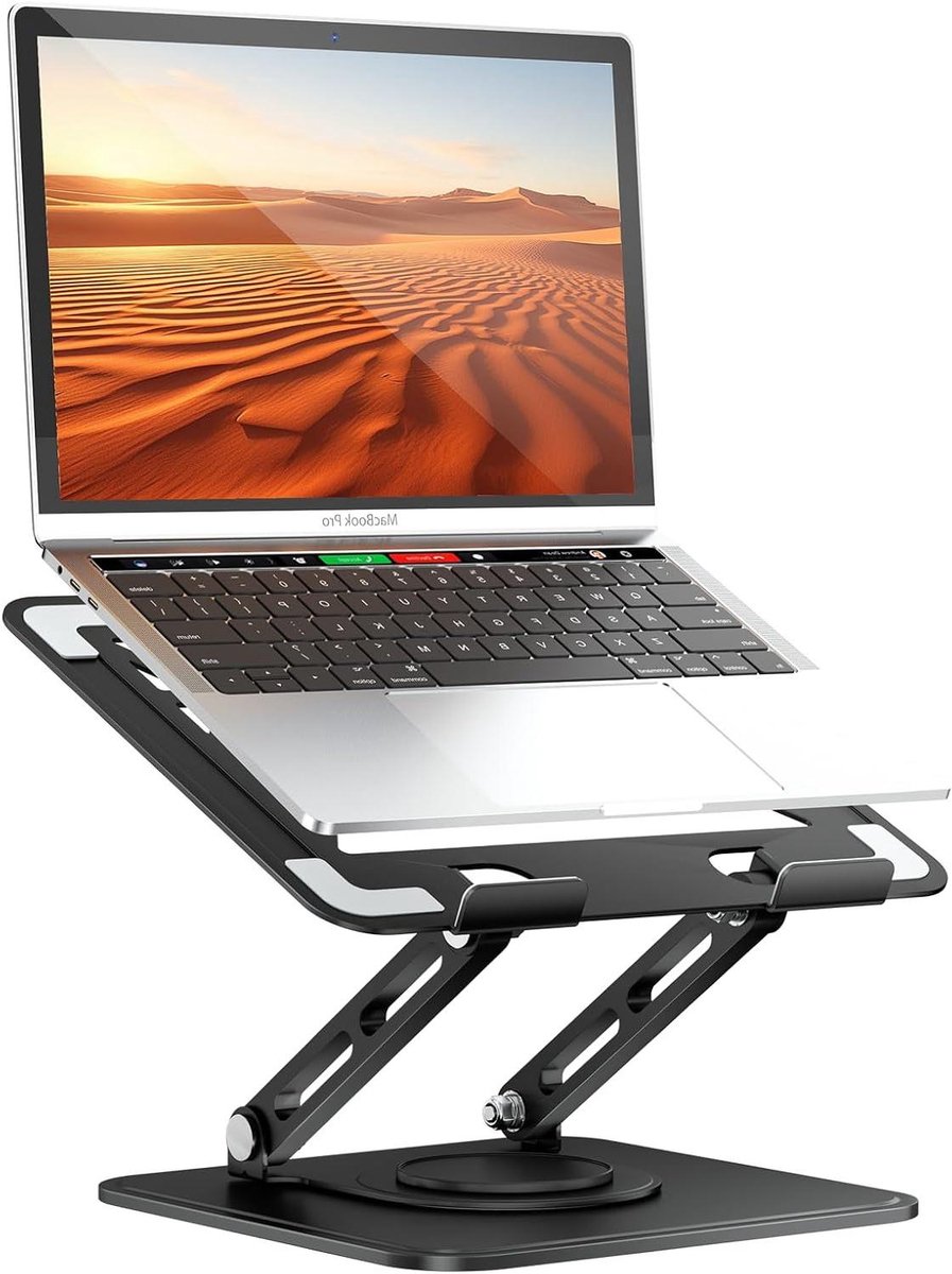 Laptop standaard - Computer verhoger - Ergonomisch werken - 360 graden draaibaar - 10-16 inch - Zwart