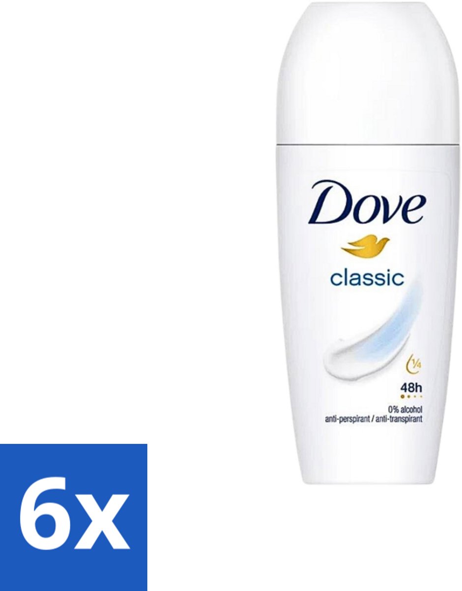 6 x Dove Classic - Deodorant Roll-on - 50 ml - Deodorant - Antitranspirant - Dove - Roll-on - Hydraterend