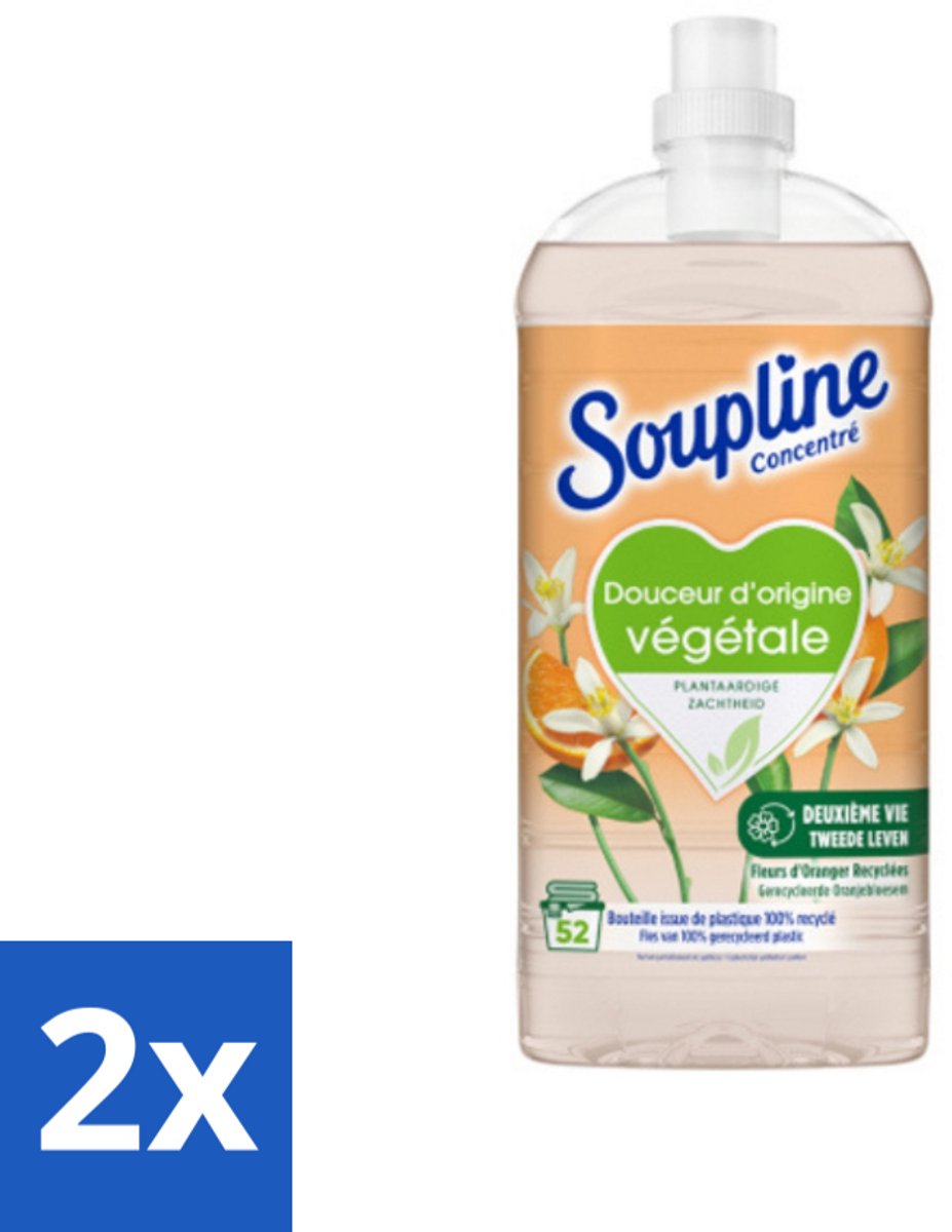 2 x Soupline - Wasverzachter - Oranjebloesem - 52 Wasbeurten - 1.3L - Wasverzachter - Plantaardige Wasverzachter - Wasverzachter Oranjebloesem - Zachte Was - Wasverzachter Biologisch