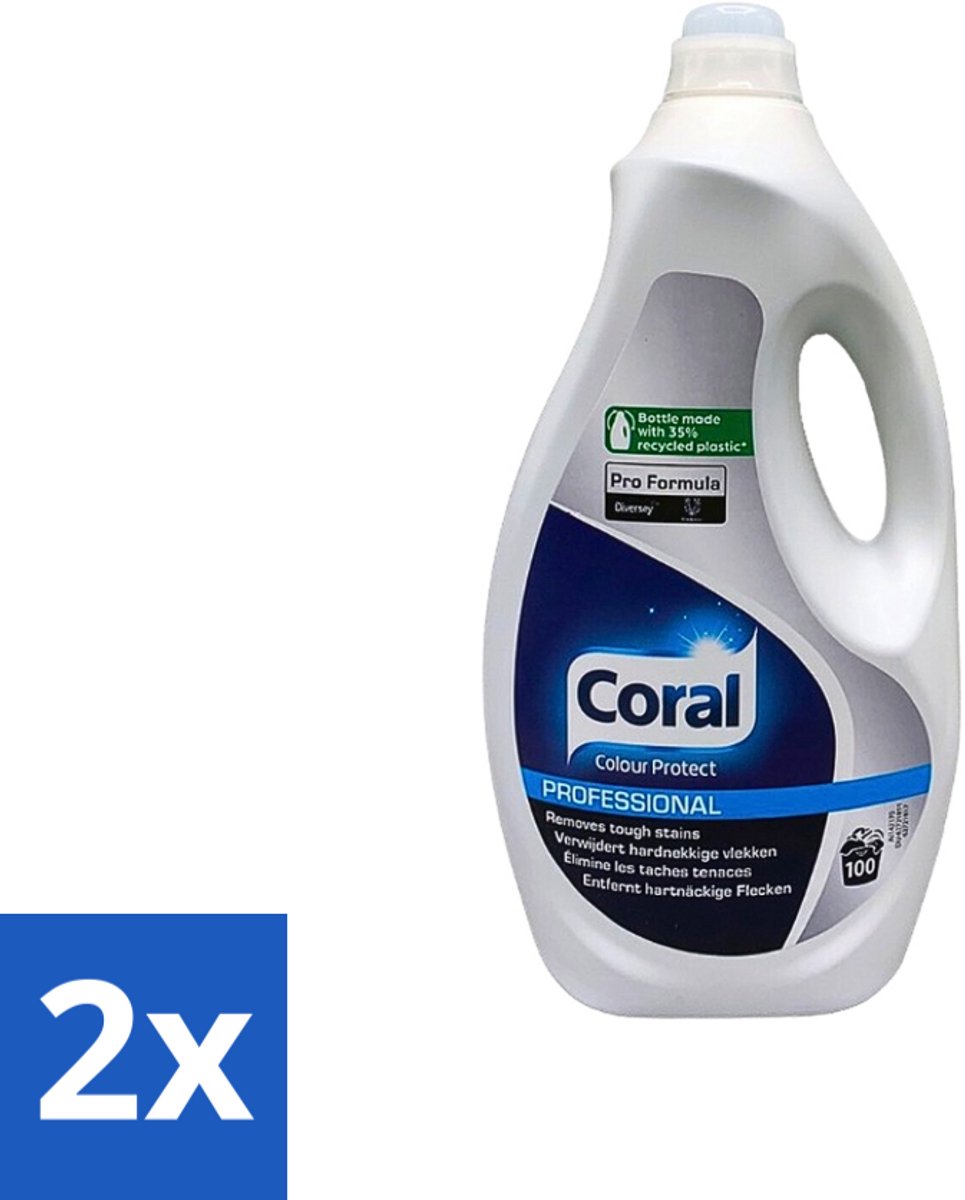 2 x Coral - Colour Protect Professional - 100 Wasbeurten - 5L - Kleurbescherming - Wasmiddel - Kleurvaste Was - Wasmiddel Voor Gekleurde Kleding - Wasmiddel Voor Kleurbehoud