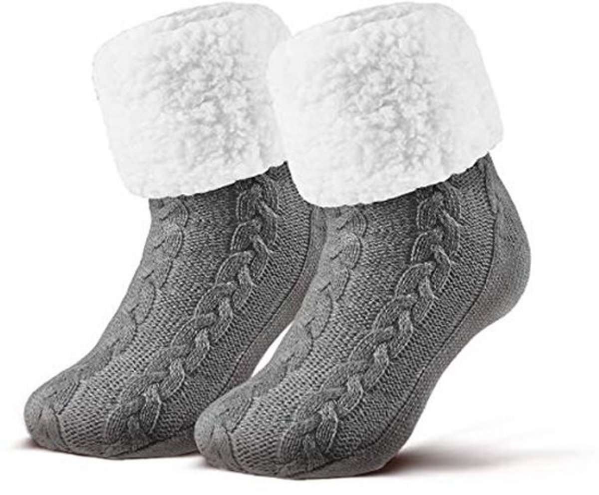 Knuffelsokken voor dames met ABS-zool - Warme anti-slip huissokken voor de winter