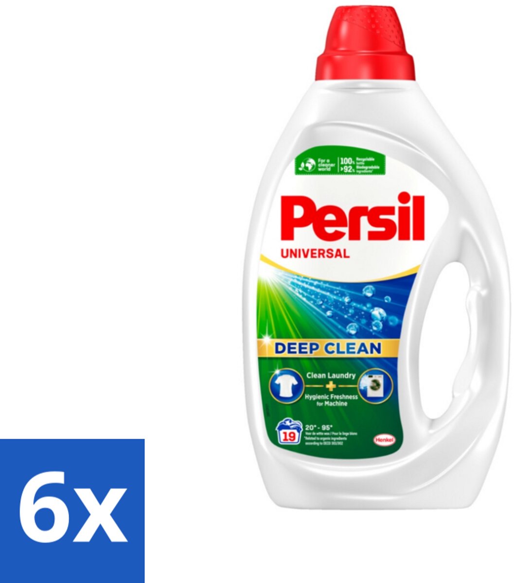 6 x Persil Universal - Deep clean - Vloeibaar Wasmiddel - Witte en Gekleurde Was - 19 Wasbeurten - Wasmiddel - Vloeibaar Wasmiddel - Persil - Vlekken Verwijderen - Wasmachine Reinigen