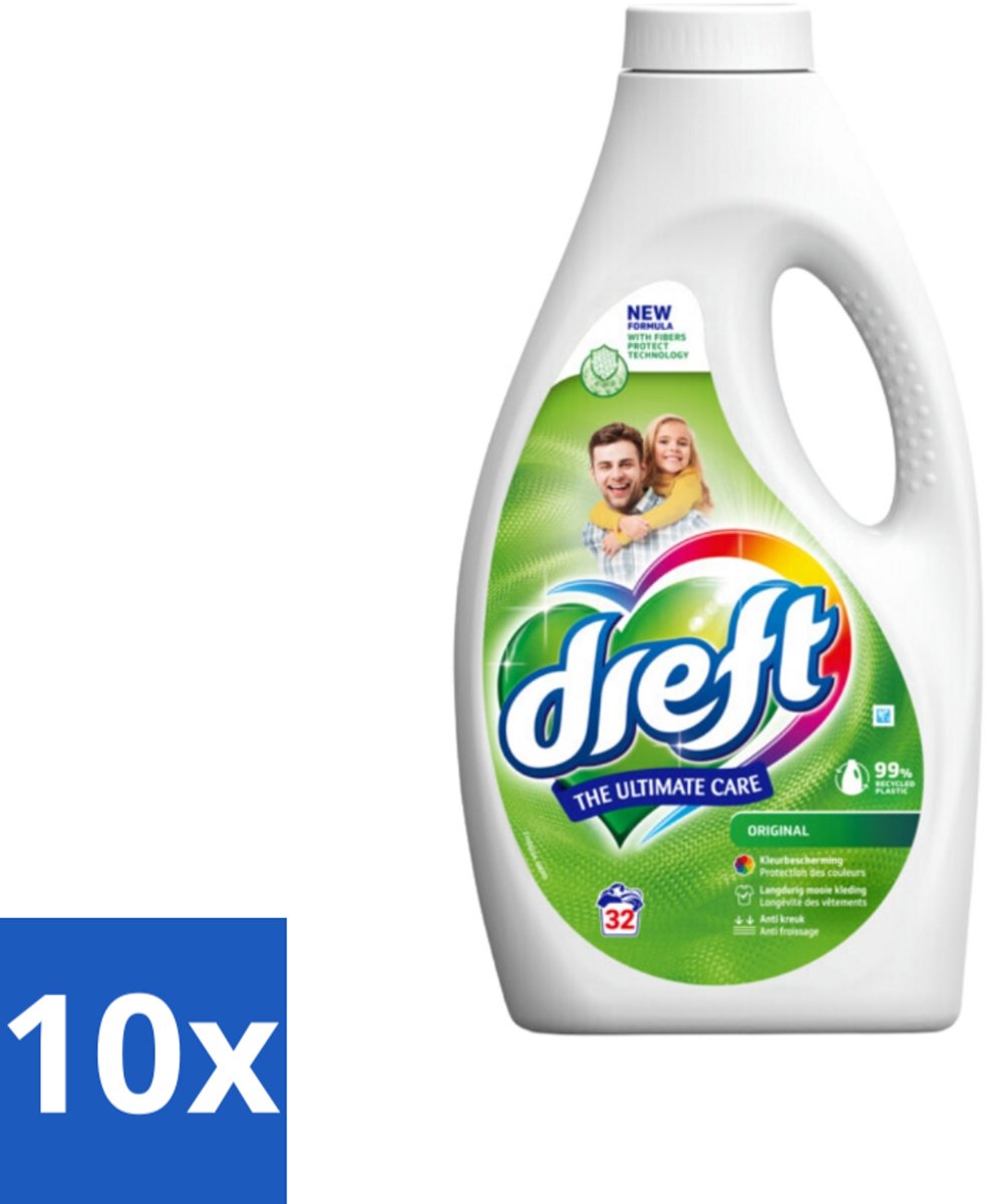 Dreft Vloeibaar Wasmiddel Origineel 32 Wasbeurten 1,4 liter - Bulkverpakking - 10 stuks