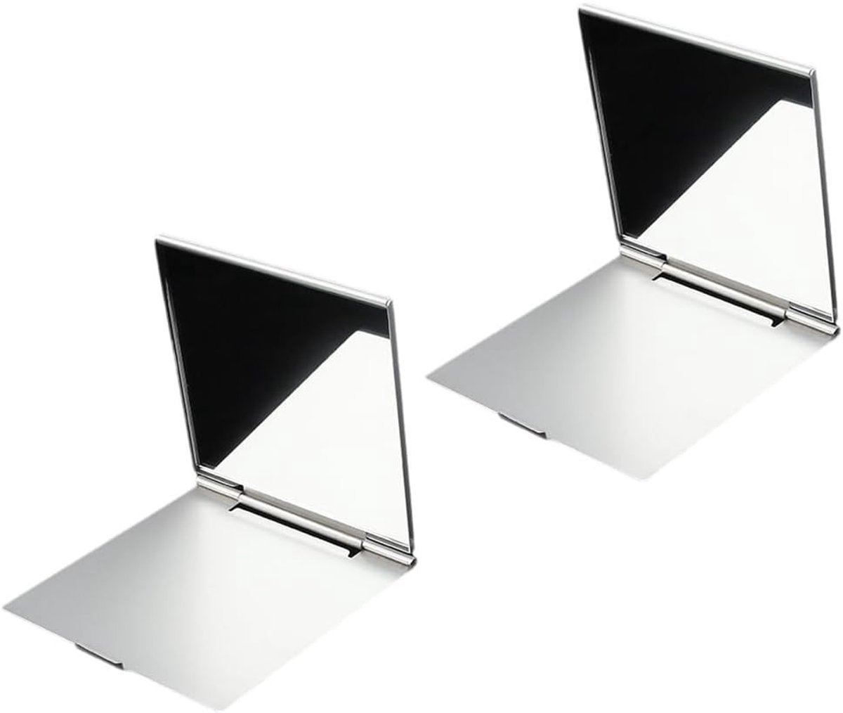 Set van 2 Opvouwbare Reismirrors, Compacte Handspiegel, Dun en Duurzaam, Ideaal voor Reizen, Kantoor en Make-up (6 x 7 cm)