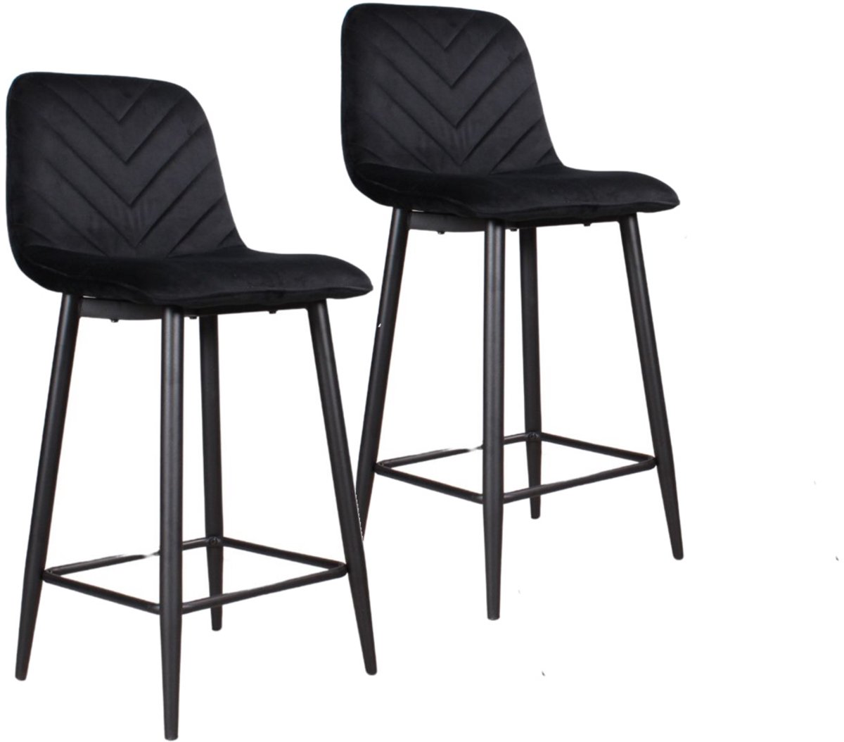 DS4U® - Gaby barkruk 65 cm - Set van 2 - Zwart - Velvet