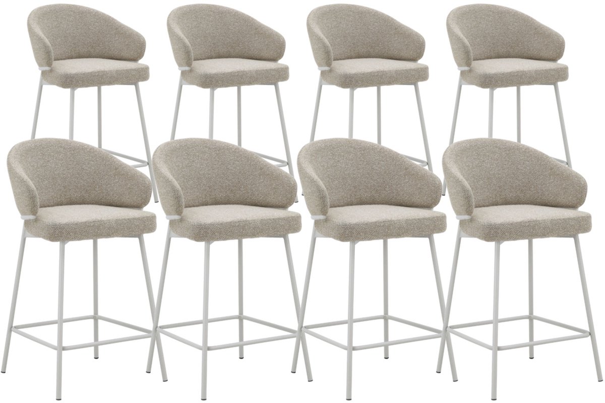DS4U® - Sofia barkruk 65 cm - Set van 8 - Champagne met beige poot - Stof