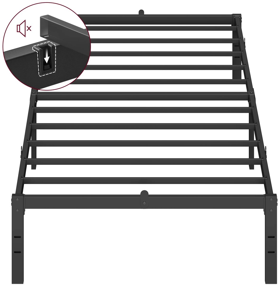 ITRONIQ Bedframe 90x200 cm - Metalen Eenpersoonsbed - Bedbodem Met Opbergruimte - Draagvermogen 250 kg - Stabiel - Zwart