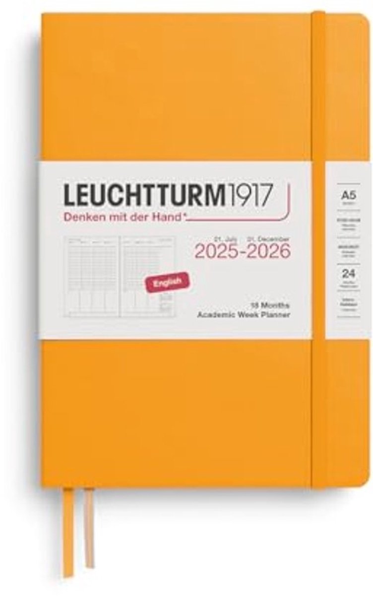 Academische weekplanner Medium A5 2026 - 18 maanden, juli 2025 tot december 2026, Rising Sun