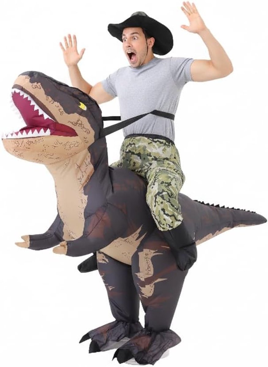 Grappig Opblaasbaar T-Rex Kostuum voor Volwassenen, Perfect voor Halloween, Feestjes en Carnavalsvieringen