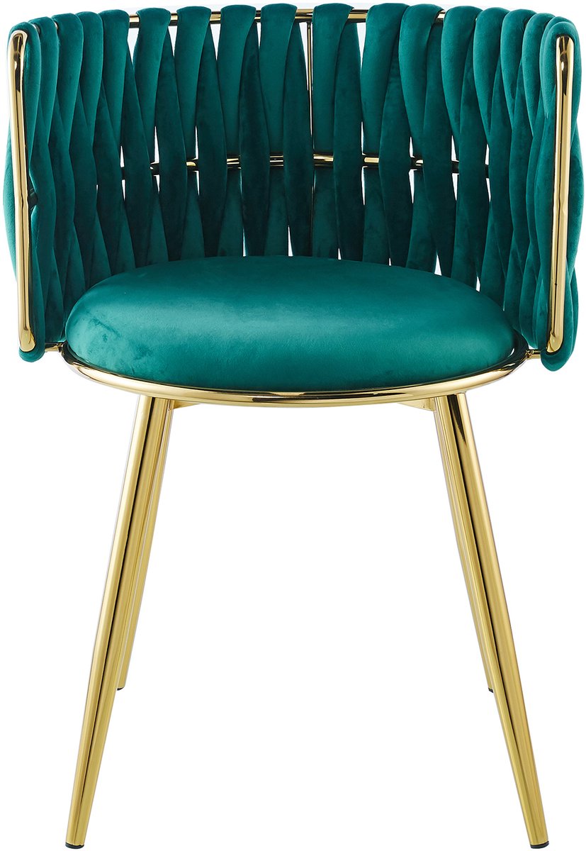 Padiro eetkamerstoelen set van 2 - groen - fluweel - goudkleurig metalen onderstel - hotel chique