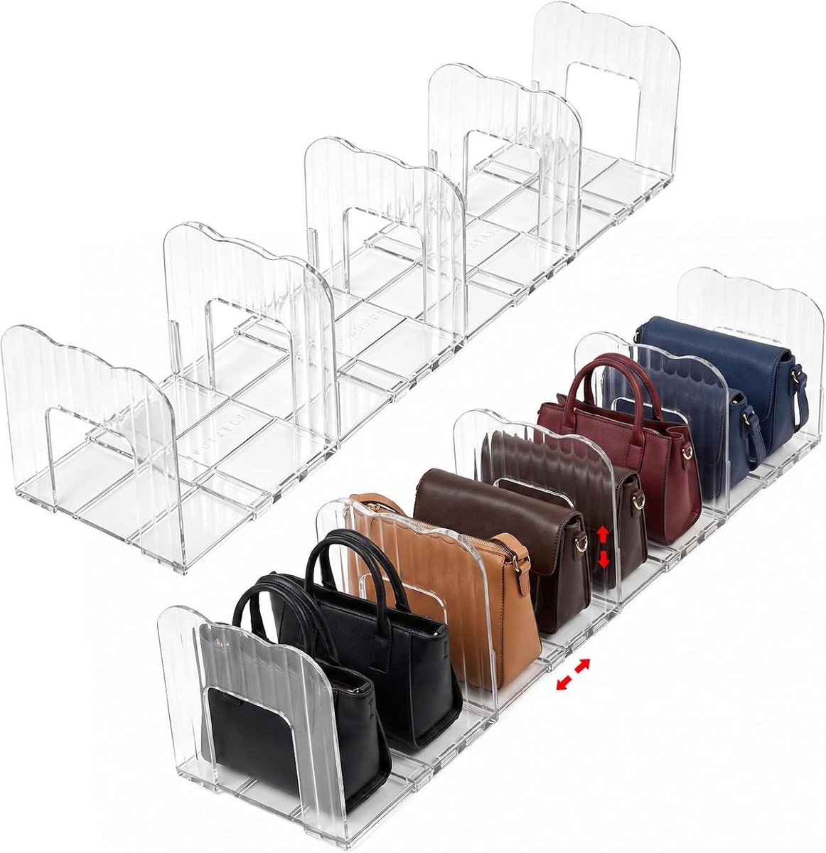 longziming - Set van 2 Verstelbare Handtas Organizer - Tasverdeler en Opbergvakken voor Handtassen - Handige Tas Organizer voor Overzichtelijke Opbergruimte
