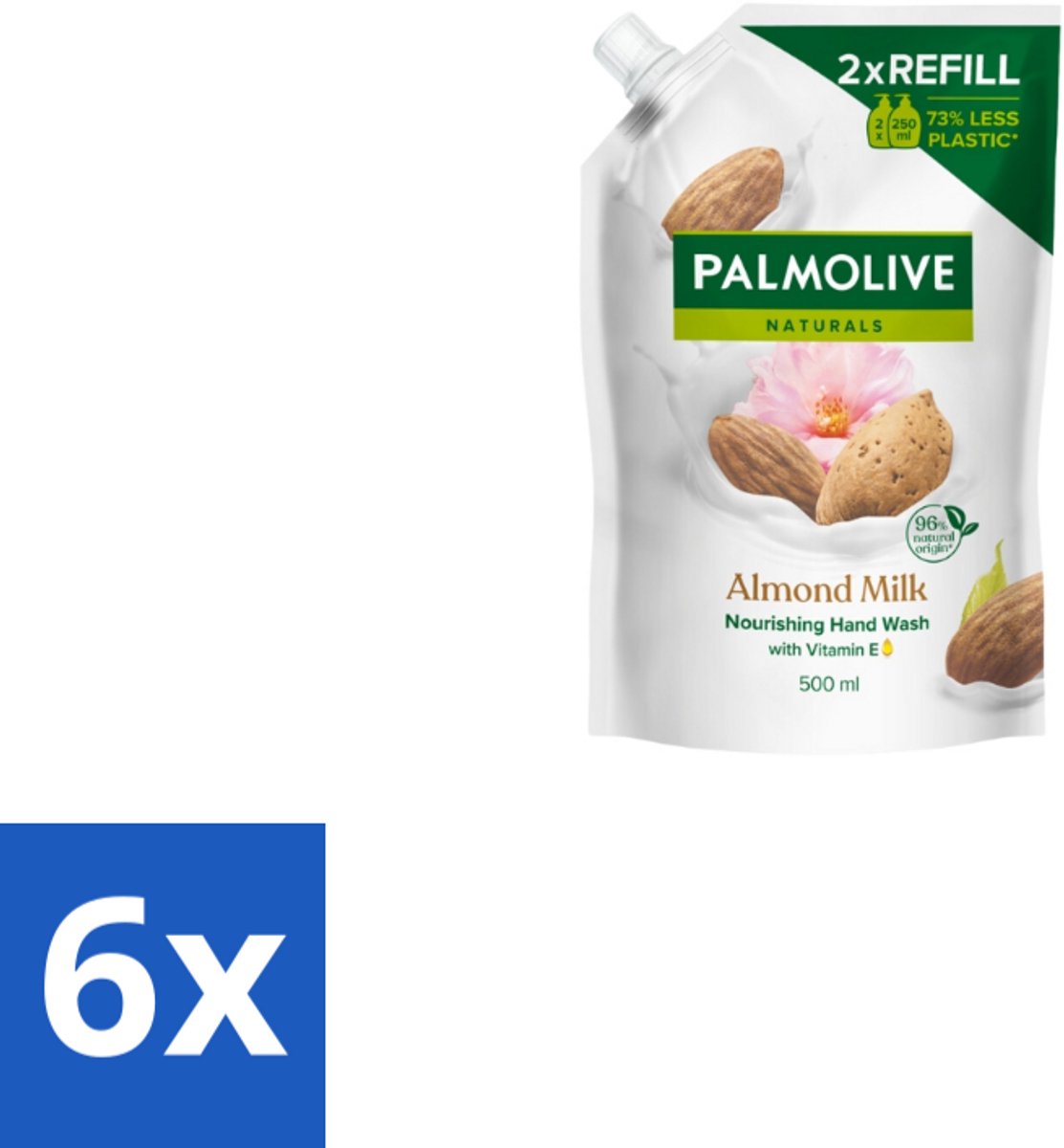 Palmolive – Handzeep Navulling – Naturals Almond Milk – 500 ml - Voordeelverpakking - 6 stuks