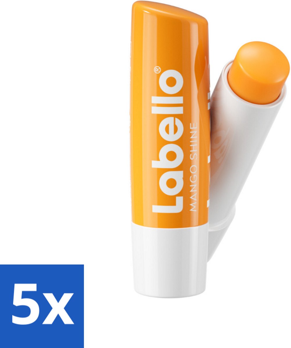 Labello – Lippenbalsem -- Mango Shine – 4,8 g - Bulkverpakking - 5 stuks