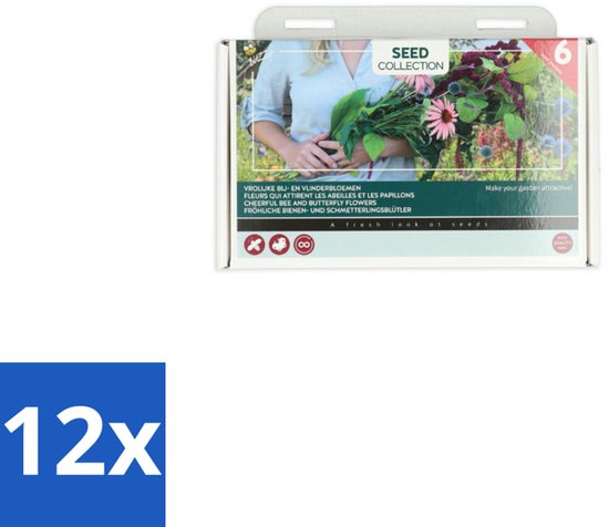12 x Buzzy - Kweekset - 6 Vrolijke Bij- en Vlinderbloemen - Bijen En Vlinders - Insecten - Bloemzaden - Tuinbloemen - Biodiversiteit