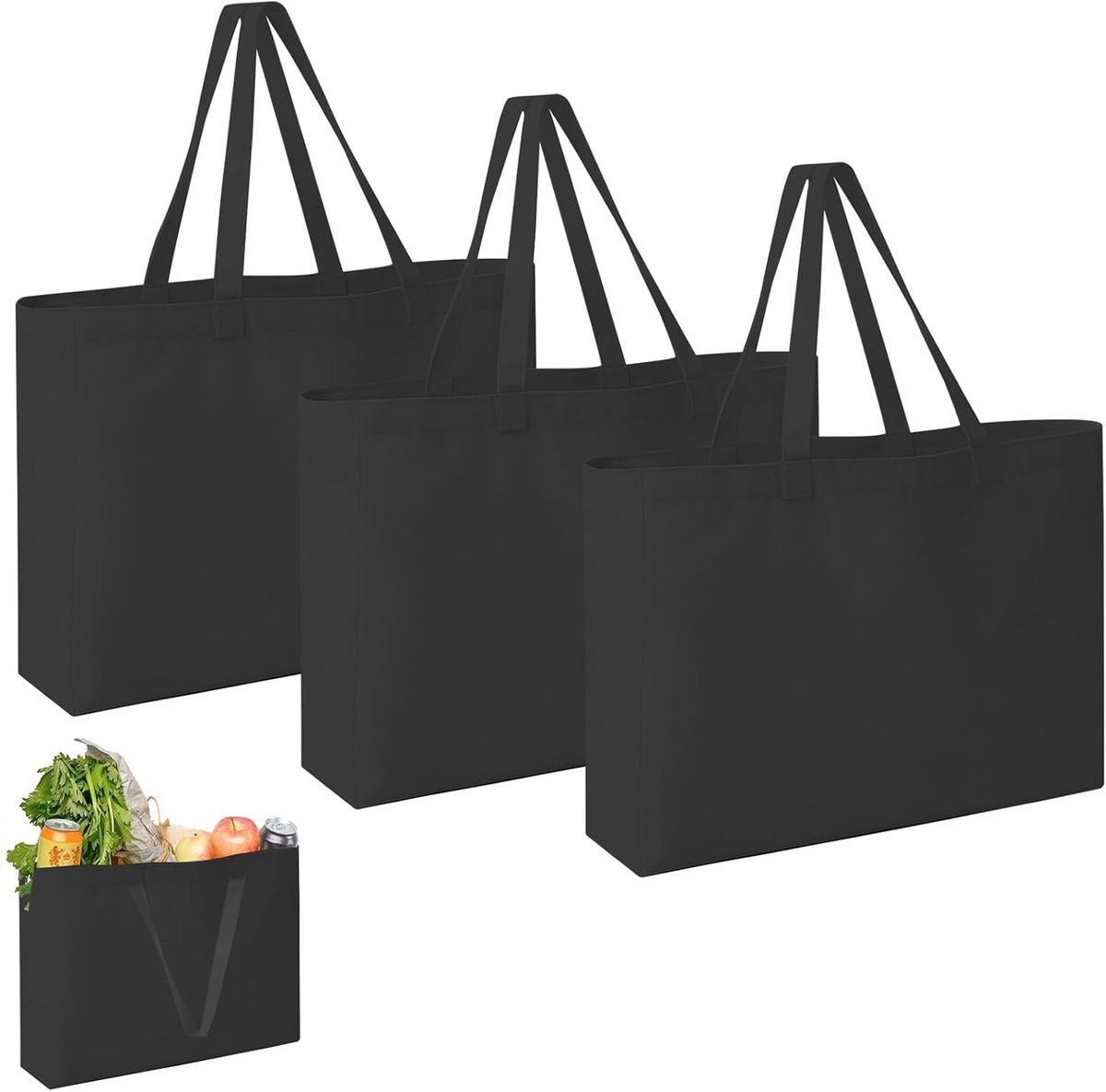 2 Stuks Katoenen Tassen, 45 x 35 x 8 cm Grote Herbruikbare Winkeltas, Eco-vriendelijke Katoenen Tas voor Sport, Boodschappen en Dagelijks Gebruik