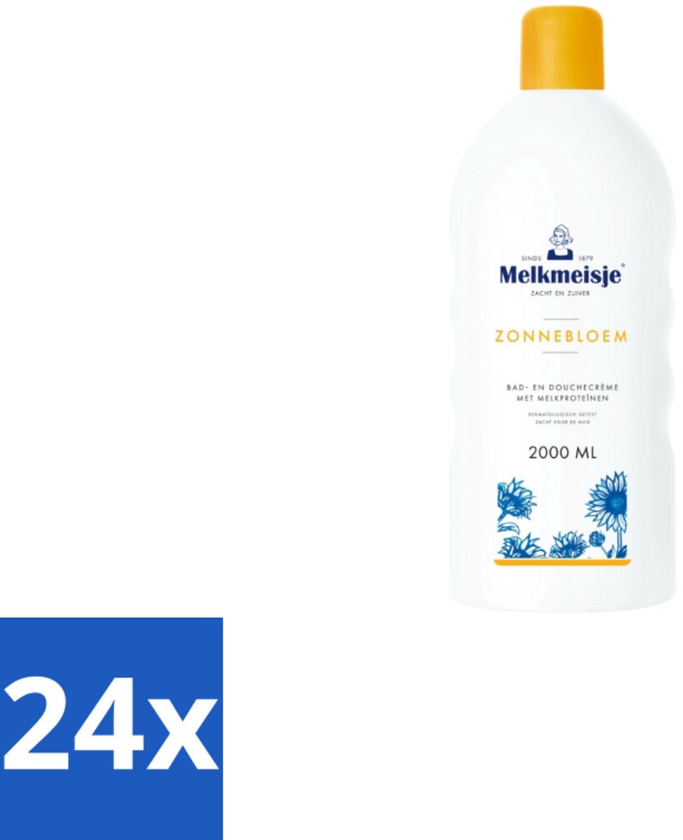 Melkmeisje – Bad & Douchecrème – Zonnebloem – 2000 ml - Voordeelverpakking - 24 stuks