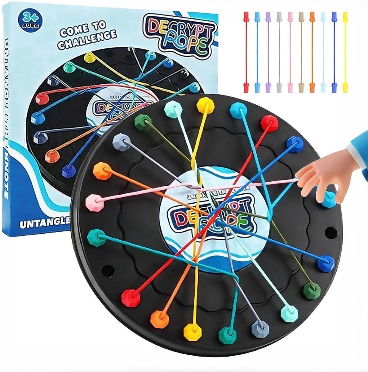 casalora - Touwuitdaging - Twist en knoop denkspel - Touw-losmaak-uitdaging - Breinbreker rope game - Puzzelspel touwen en knopen losmaken - Knooplogica-spel