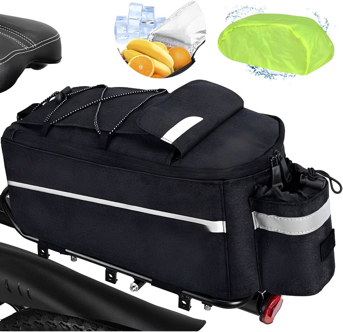 TYR® Fietstas - Fietstas voor Bagagedrager - Waterdichte Fietstas - Zwart - 38cm x 16cm x 16cm