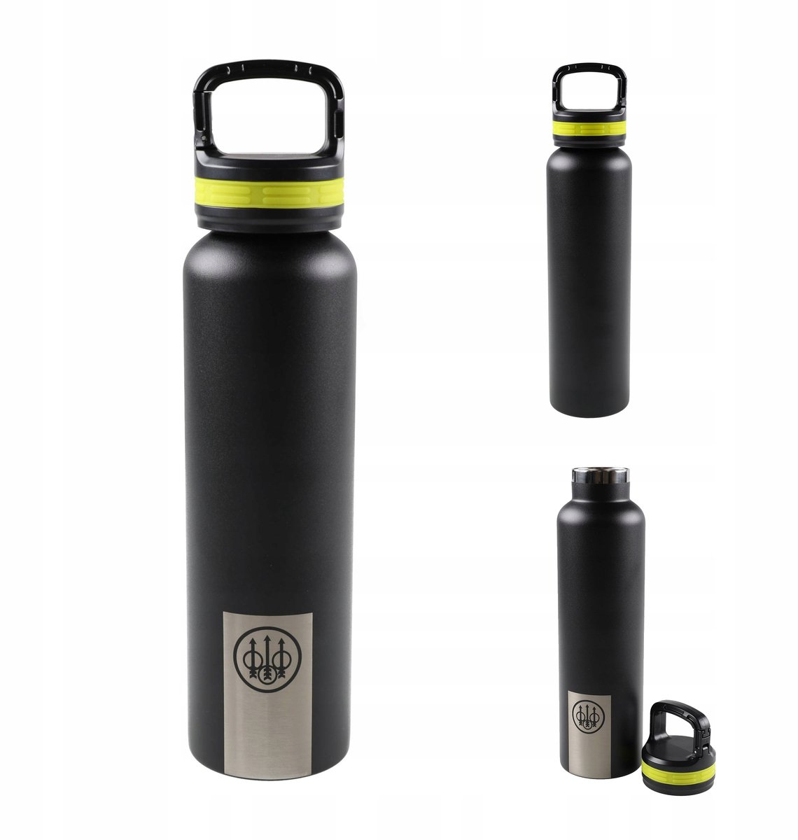Merkloze Thermosfles - 710ml - Zwart - RVS - Met Karabijnhaak