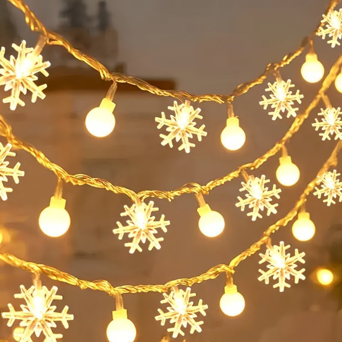 10m string lamp - feest lamp - USB-stekker voor voeding sfeer lamp -Kerstverlichting- LED buiten waterdichte string lamp - met afstandsbediening - 8 patronen voor binnenshuis, tuin, terras, camping, kerstdecoratie - sneeuwvlokken + kristallen ballen
