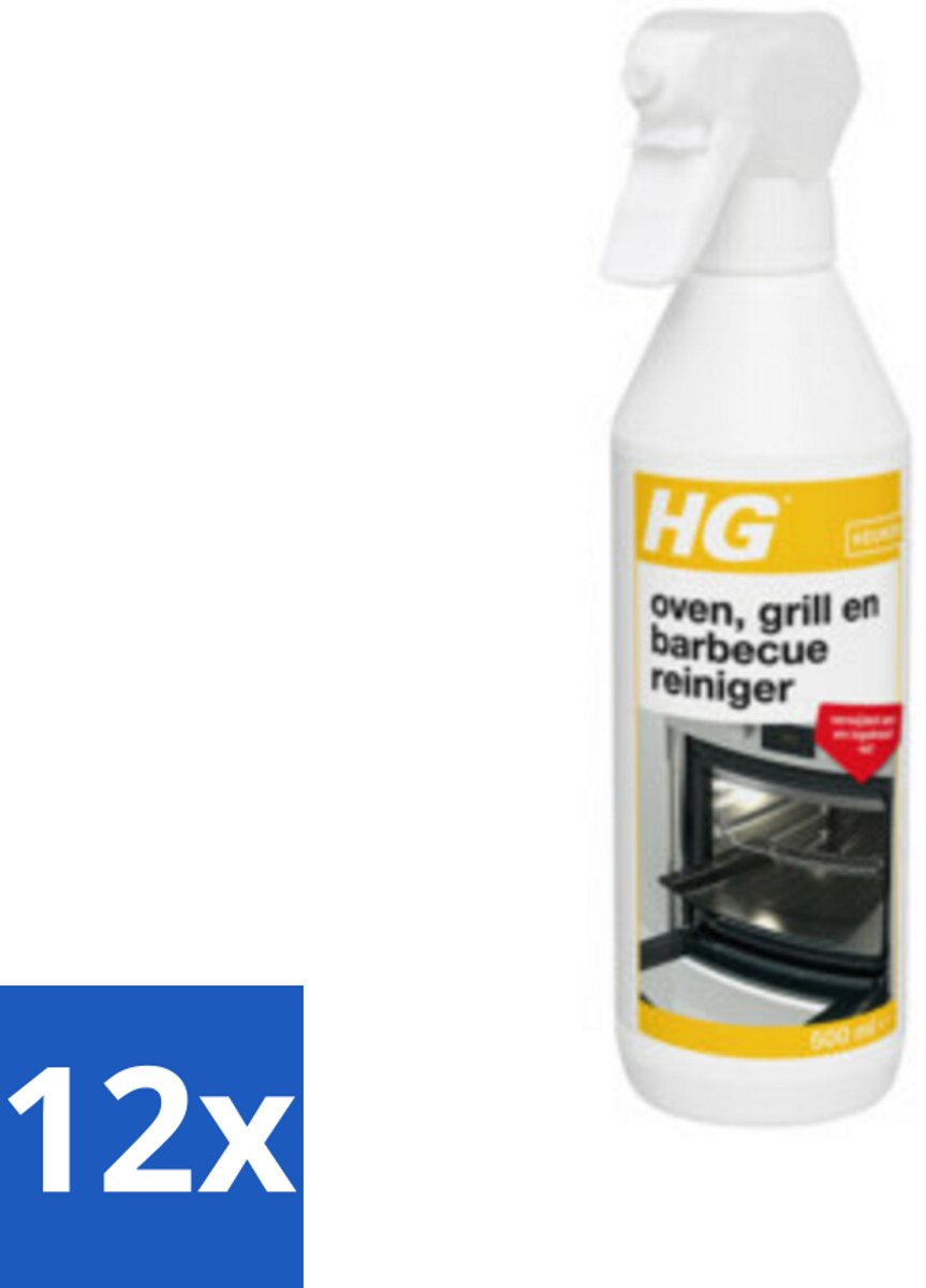 12 x HG Reiniger Oven - Grill & Barbecue 500 ml - Ovenreiniger - Grillreiniger - Barbecue Reiniger - Vetverwijderaar - Ingebrande Vetten