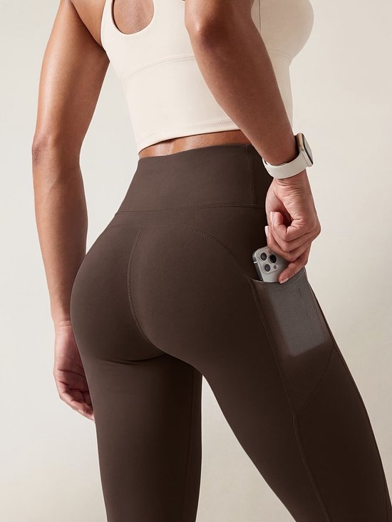 Currero Pilates Pak Dames - Yoga - Buttshaper - Gym - Fitness - Butt Lift - Bil Vergrotend - Heup Liftend - Yogakleding - Wit + Bruin L — afbeelding 3