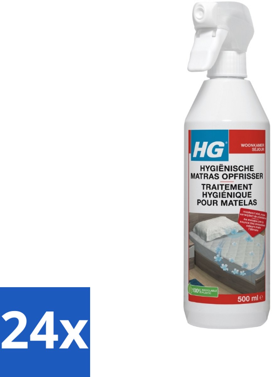 24 x HG Matrasopfrisser 500 ml - Matras Opfrisser - Matras Reiniger - Geurverwijderaar Matras - Hygiënische Matras - Matras Schoonmaken