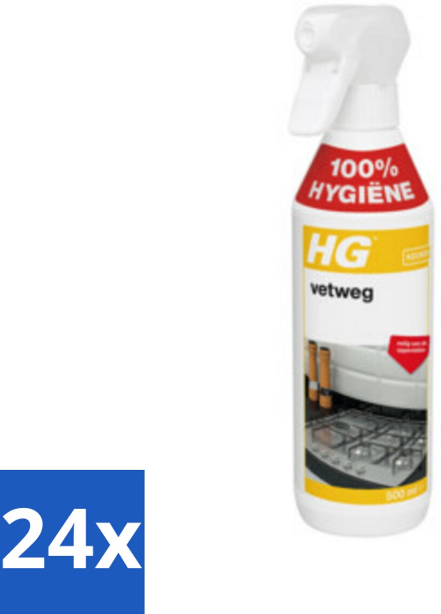 24 x HG Vetweg 500 ml - Keukenreiniger - Vetverwijderaar - Vetvlekken - Roestvrijstaal Reiniger - Gegalvaniseerd Staal Reiniger