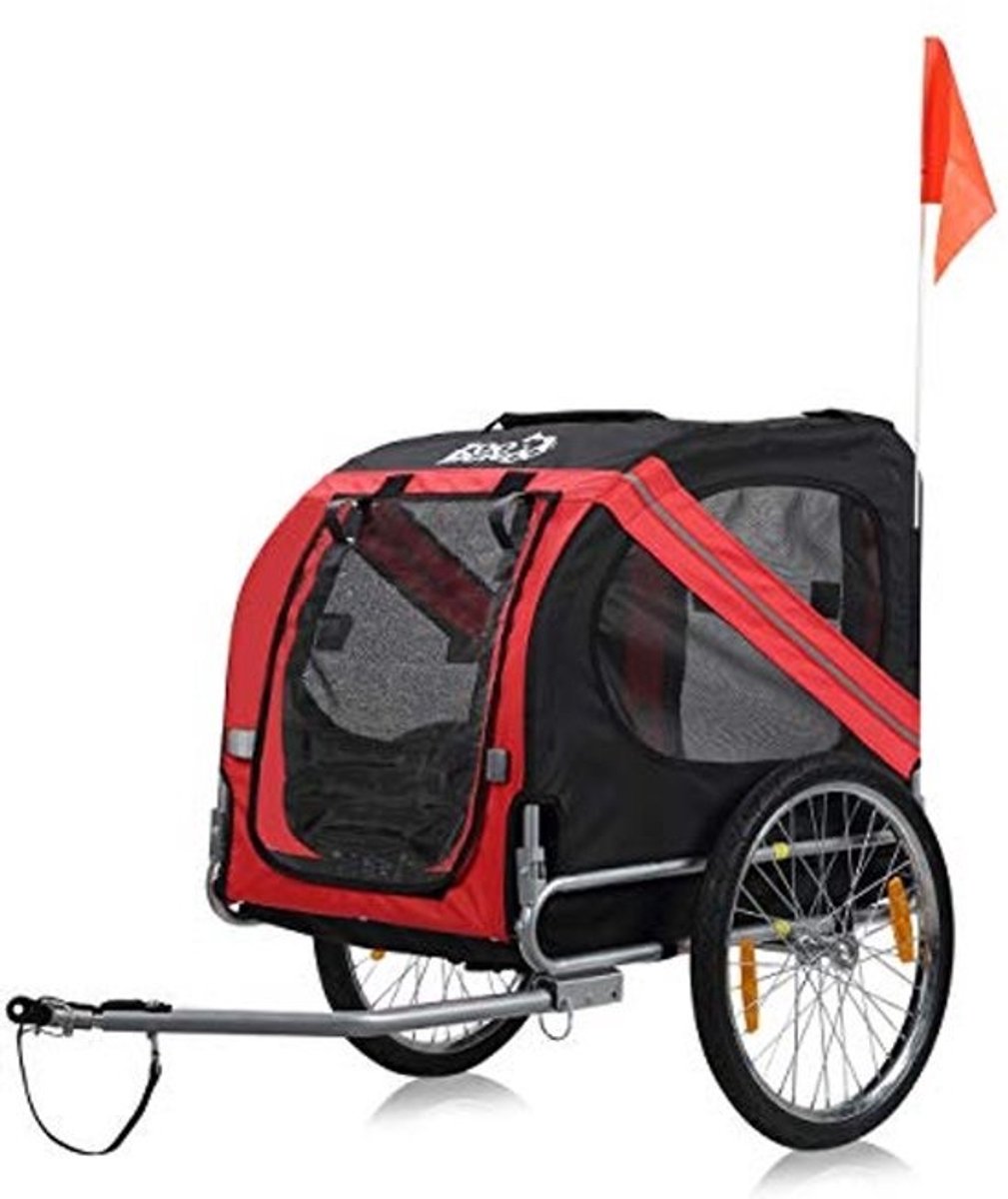 Fietskar voor Honden - Hondenwagen en Aanhangwagen in Rood/Zwart