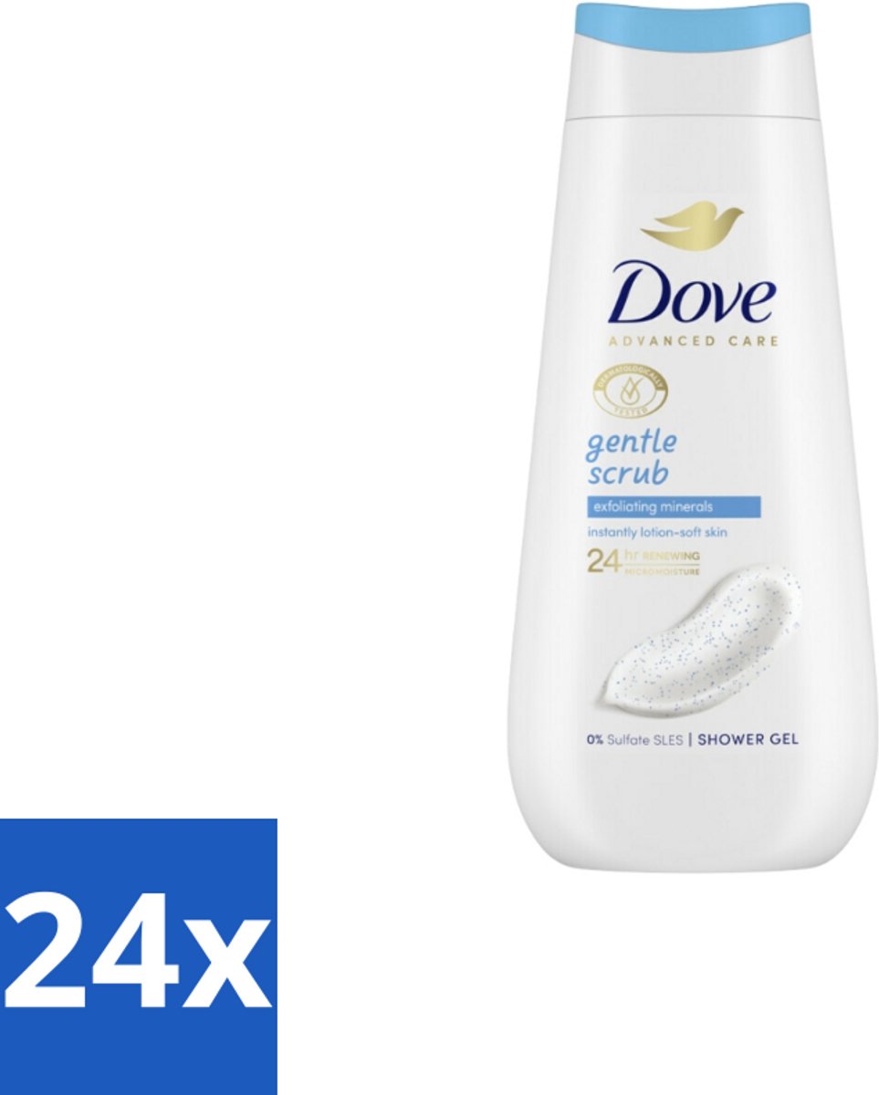 Dove – Douchegel – Advanced Care Gentle Scrub – 225 ml - Voordeelverpakking - 24 stuks