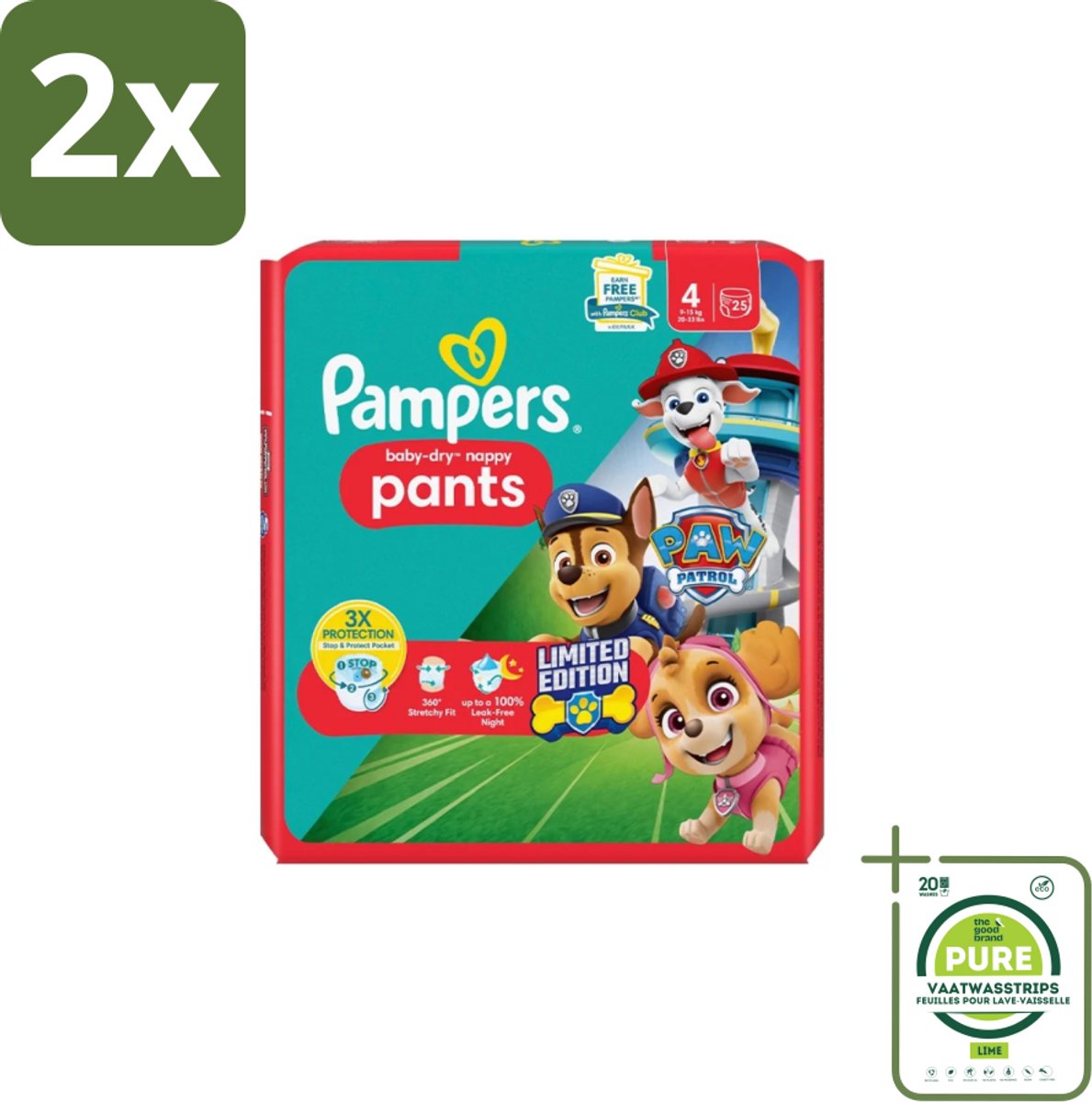 Pampers – Luierbroekjes – Baby Dry Pants Paw Patrol Maat 4 – 25 Luiers - Voordeelverpakking - 2 stuks - Baby luier - Luierbroek