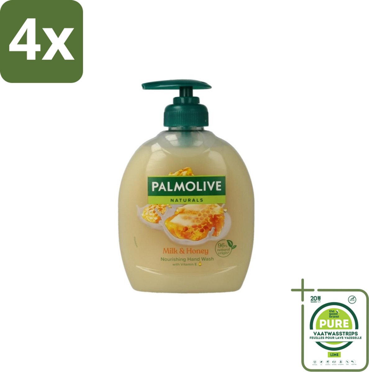 Palmolive – Handzeep – Melk & Honing – 300 ml - Voordeelverpakking - 4 stuks - Handzeep - Melk en honing