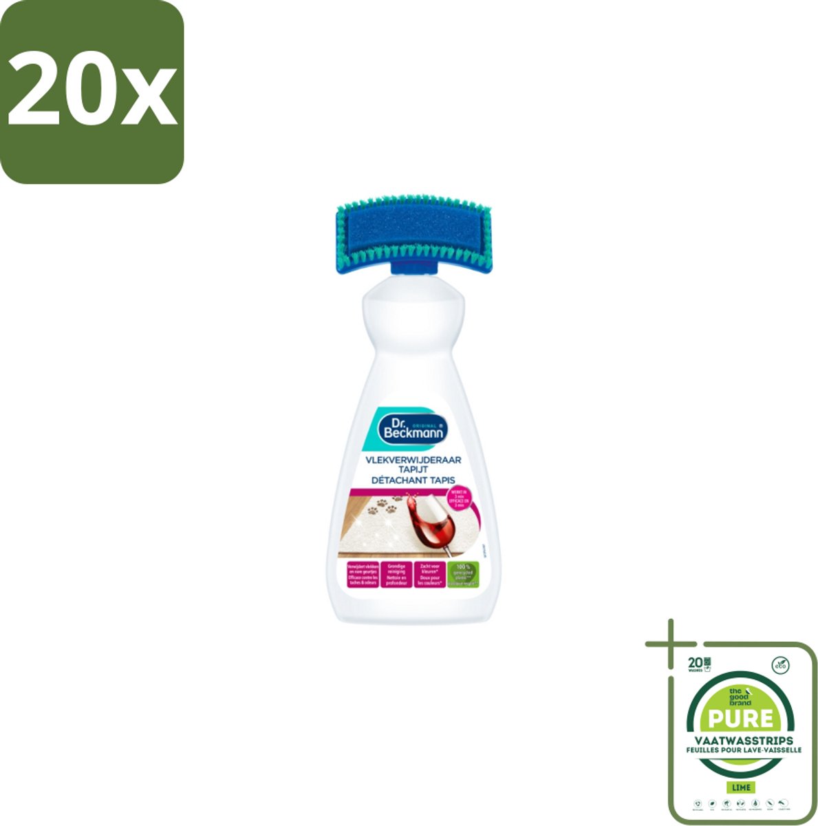 20 x Dr. Beckmann – Vlekkenverwijderaar – Tapijt - 650 ml - Grootverpakking - Tapijt Reinigen - Vlekken Verwijderen - Oxi-power - Vlekverwijderaar - Tapijt Reinigingsmiddel