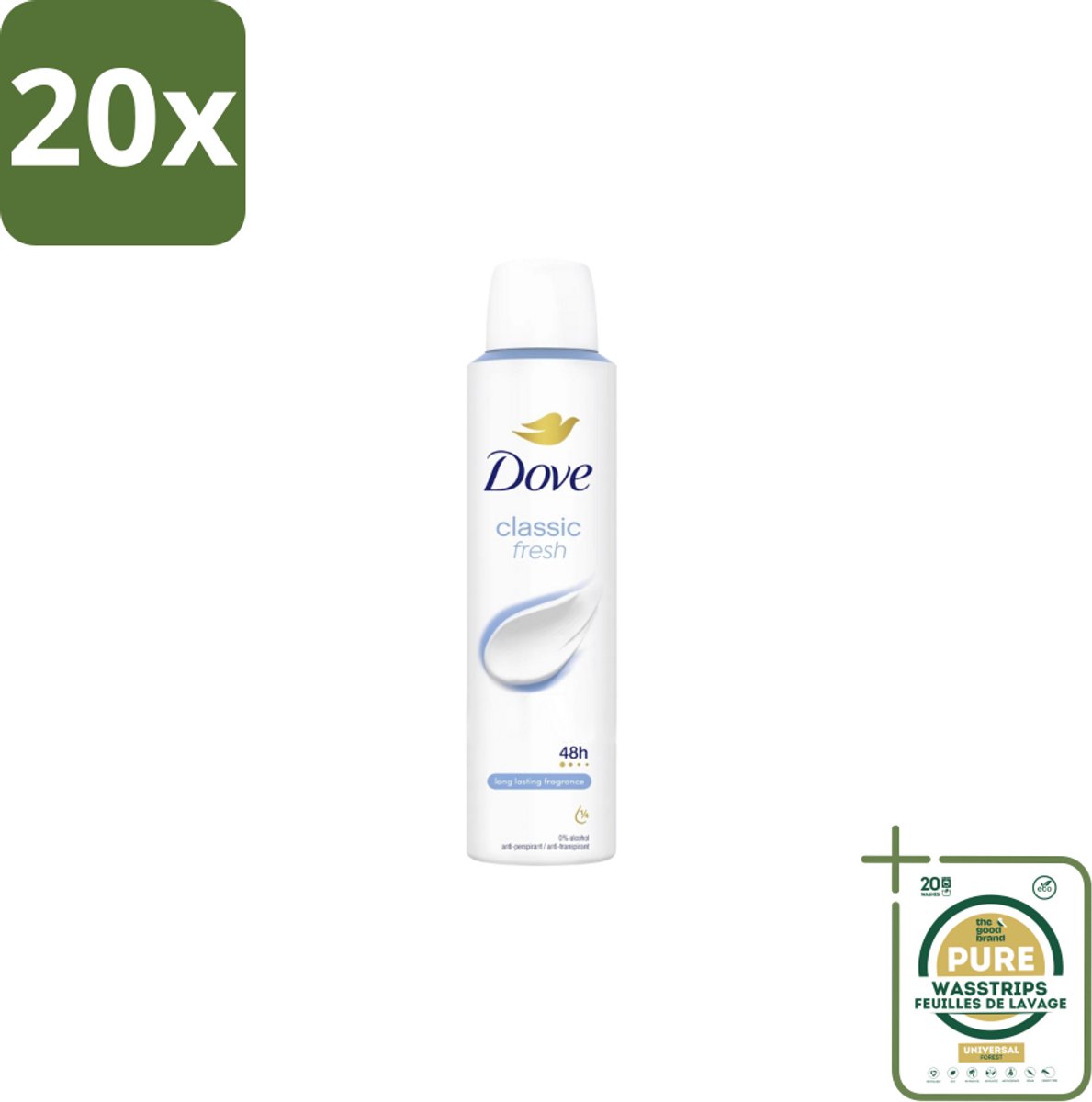 20 x Dove – Deodorant Spray – Classic Fresh – 200 ml - Grootverpakking - Anti-transpirant Spray - Oksel Verzorging - Transpiratiegeur - Frisse Geur - Klassieke Geur