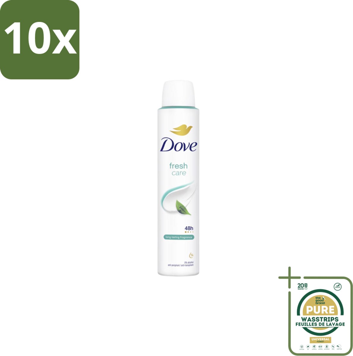 10 x Dove – Deodorant Spray – Fresh Care – 200 ml - Grootverpakking - Anti-transpirant Spray - Zweetvermindering - Geurvermindering - Fris - Geur