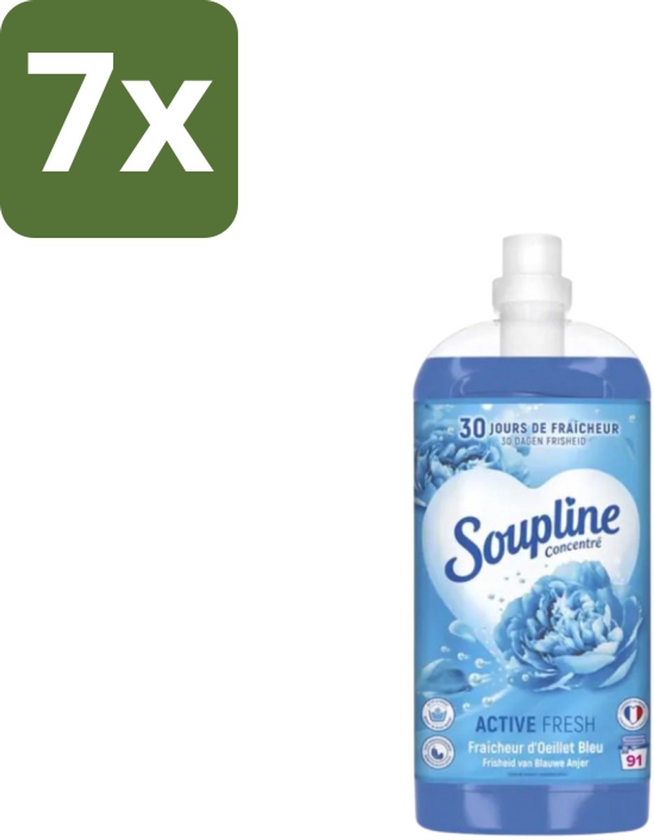 Soupline – Wasverzachter – Active Fresh Frisheid van Blauwe Anjer – 2 L - Bulkverpakking - 7 stuks