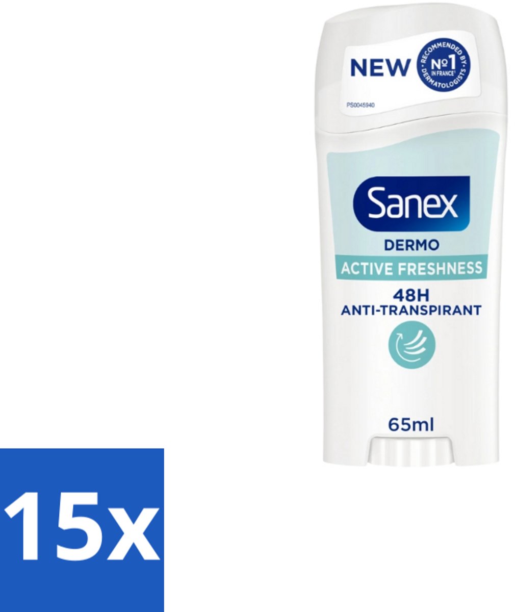 Sanex – Deodorant Stick – Dermo Active Freshness – 65 ml - Bulkverpakking - 15 stuks